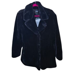 Dennis Basso 30th anniversary black faux fur coat size medium